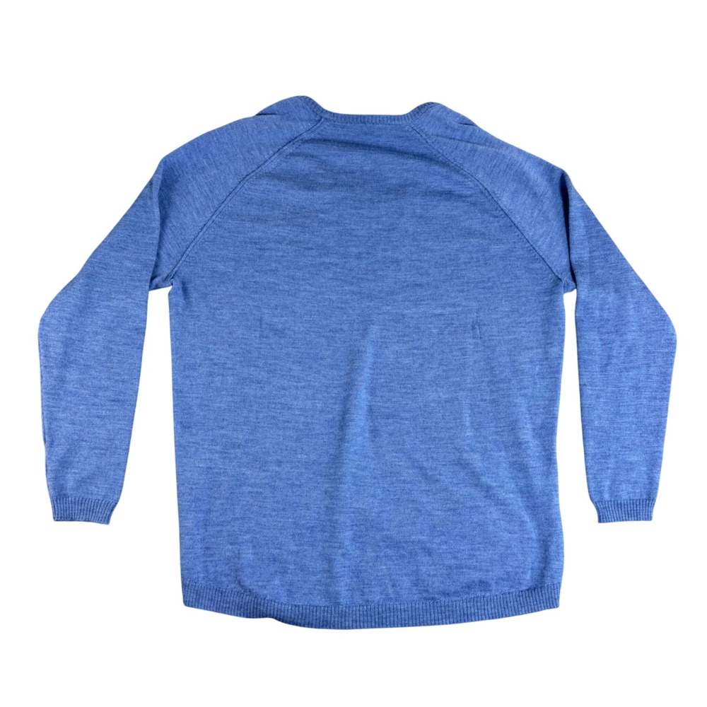 Lord & Taylor Merino Wool Sweater Blue Scoop Neck Raglan High Low Knit Top - Picture 2 of 5